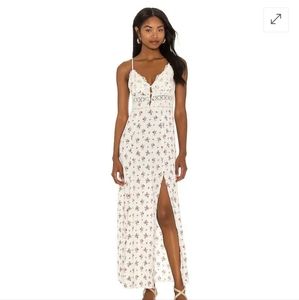 Free People Intimately Yours Maxi Slip Dress - Ivory, Floral, Large